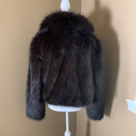 H&M Divided Faux Fur Jacket Coat Brown Black Size M NWT - Picture 4 of 11